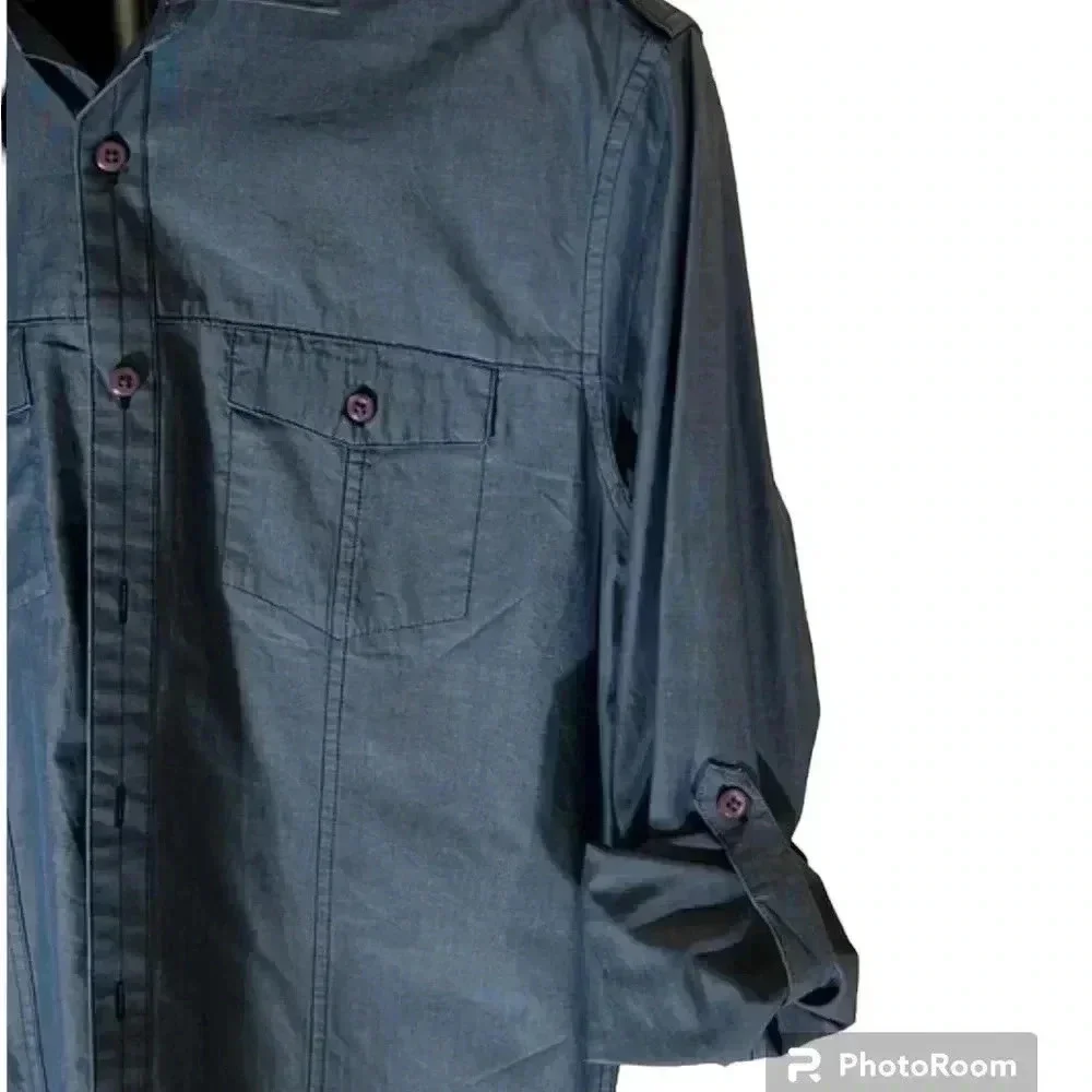 I.N.C men's long sleeve gray sports cotton shirt size small - Picture 5 of 7